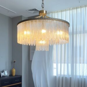 Custom Indoor Decoration Luxury Villa Canolighting Staircase Hotel Round Led Glass Chandelier Pendant Lights for High Ceiling